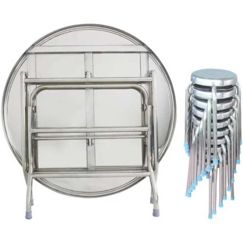 Bộ Bàn Ăn Inox Mặt Tròn 10 Ghế – DN170