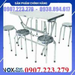 Bộ bàn ghế inox bàn vuông 6 ghế Đại nam DN003