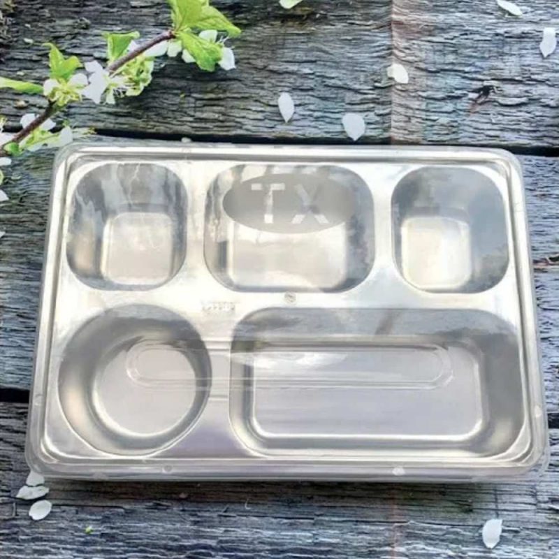 Khay Cơm Inox 5 Ngăn Sâu (25 x 33 x 4cm) – DN77