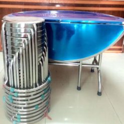 bàn inox xếp tròn 1m2 cho 10 người ngồi