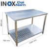 Bàn sơ chế inox 1 tầng chân cố định